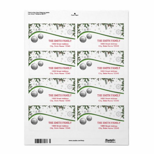 kerstboom met sneeuwachtergrond etiket (Full Sheet)