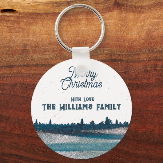 kerstboom met sneeuwkerkerst sleutelhanger (Voorkant)