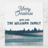 kerstboom met sneeuwkerkerst wijn etiket (Enkel label)