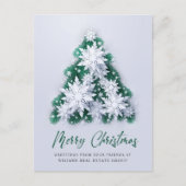 Kerstboom met sneeuwvlokken Zakelijke Groet Briefkaart (Voorkant)