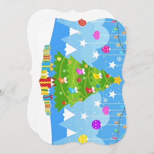 Kerstboom met ster en cadeaus Vakantie Feestdagenkaart (Voorkant / Achterkant)