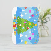 Kerstboom met ster en cadeaus Vakantie Feestdagenkaart (Staand voorkant)