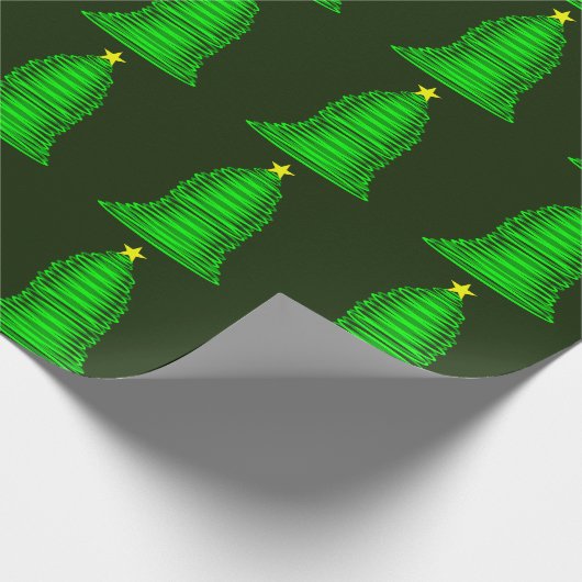 Kerstboom met ster groen inpakpapier (Hoek)