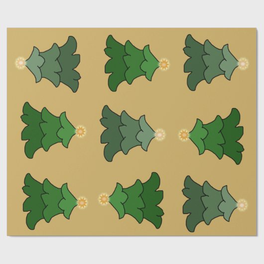 kerstboom met ster op aangepast goud cadeaupapier (Vlak)