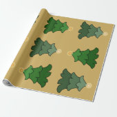 kerstboom met ster op aangepast goud cadeaupapier (Uitgerold)