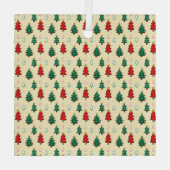 Kerstboom met ster topper naadloos patroon glas ornament (Achterkant)