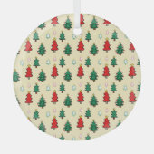 Kerstboom met ster topper naadloos patroon glas ornament (Voorkant)