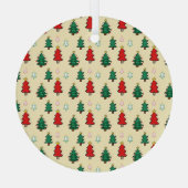 Kerstboom met ster topper naadloos patroon glas ornament (Achterkant)