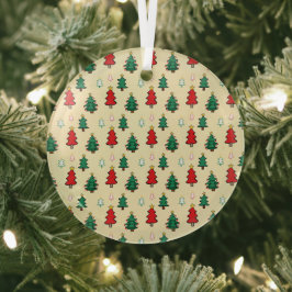 Kerstboom met ster topper naadloos patroon glas ornament