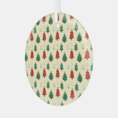 Kerstboom met ster topper naadloos patroon glas ornament (Voorkant links)