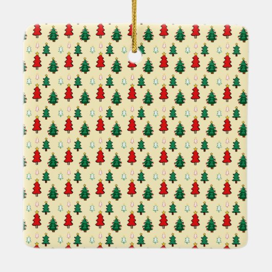 Kerstboom met ster topper naadloos patroon keramisch ornament (Achterkant)