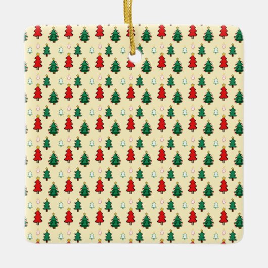 Kerstboom met ster topper naadloos patroon keramisch ornament (Voorkant)