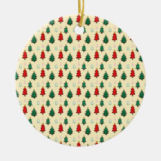 Kerstboom met ster topper naadloos patroon keramisch ornament (Voorkant)