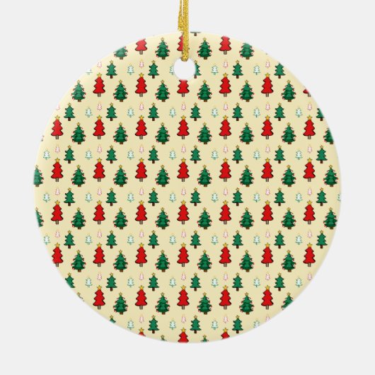 Kerstboom met ster topper naadloos patroon keramisch ornament (Achterkant)