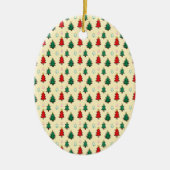 Kerstboom met ster topper naadloos patroon keramisch ornament (Voorkant)