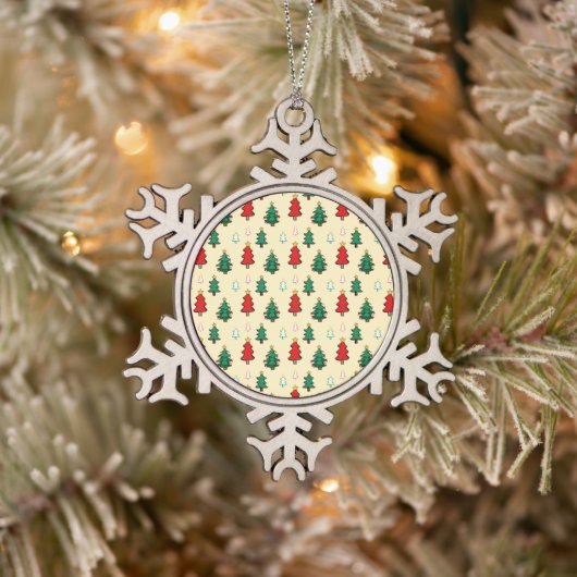 Kerstboom met ster topper naadloos patroon tin sneeuwvlok ornament (Boom)