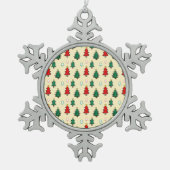 Kerstboom met ster topper naadloos patroon tin sneeuwvlok ornament (Voorkant)