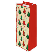 Kerstboom met ster topper naadloos patroon wijn cadeautas (Achterkant Gekanteld)