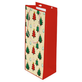 Kerstboom met ster topper naadloos patroon wijn cadeautas