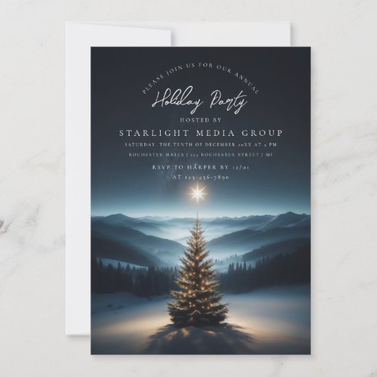 Kerstboom met ster uitnodiging (Voorkant)