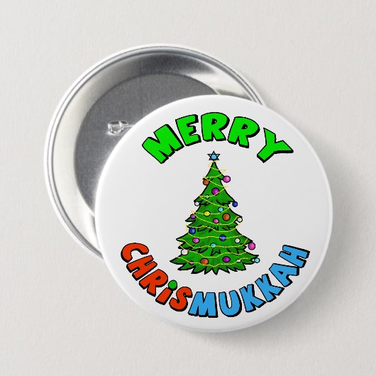 Kerstboom met ster van David op Top Button (Voorkant /achterkant)