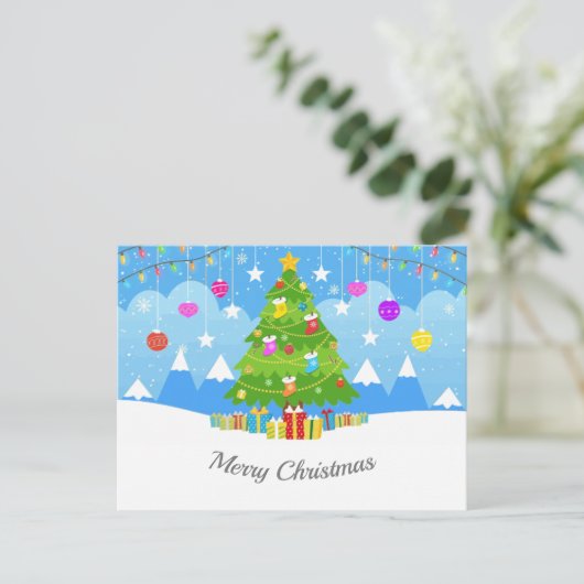 Kerstboom met sterren en Cadeaus vakantie Briefkaart (Staand voorkant)