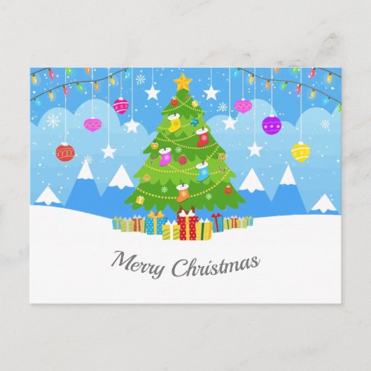 Kerstboom met sterren en Cadeaus vakantie Briefkaart (Voorkant)