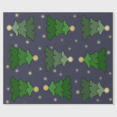 Kerstboom met sterren op Custom Blue Cadeaupapier (Vlak)