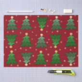 Kerstboom met sterren op Custom Red Tissuepapier (Craft)