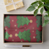 Kerstboom met sterren op Custom Red Tissuepapier (Geschenk)