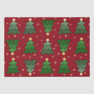 Kerstboom met sterren op Custom Red Tissuepapier