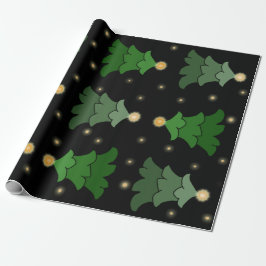Kerstboom met sterren op zwart cadeaupapier