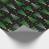 Kerstboom met sterren op zwart cadeaupapier (Hoek)