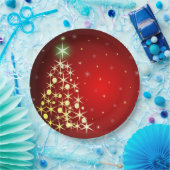 Kerstboom met sterren papieren bordje (Feest)