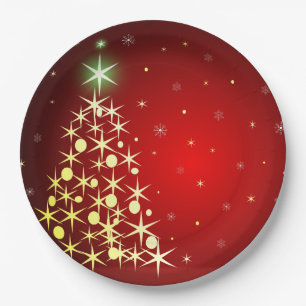 Kerstboom met sterren papieren bordje