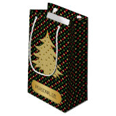Kerstboom met stippelachtergrond klein cadeauzakje (Achterkant Gekanteld)