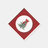 Kerstboom met strik en plaid servet (Hoek)