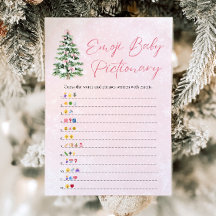 Kerstboom met strikken Baby Emoji Pictionary-spel
