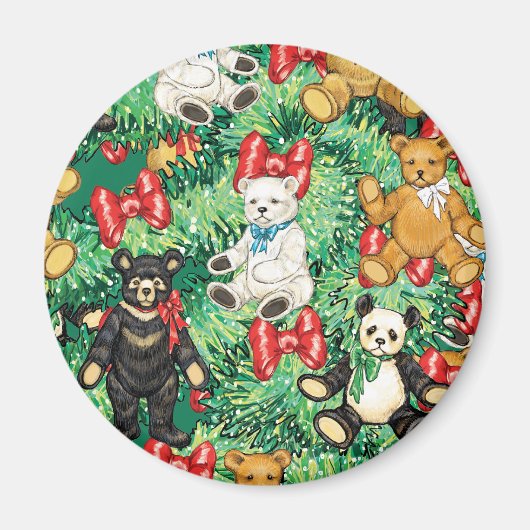 Kerstboom met Teddy Bear Ornamenten Magneet (Voorkant)