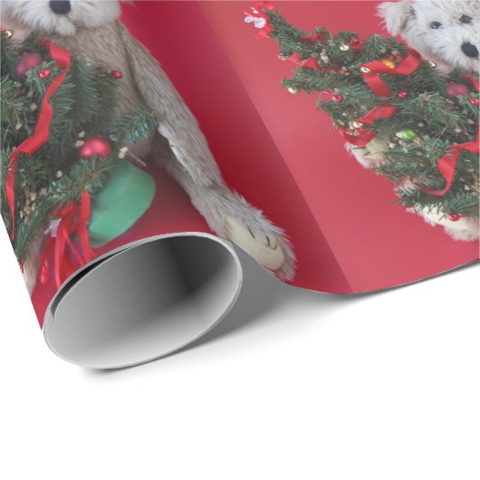 kerstboom met teddybeer cadeaupapier (Rol Hoek)