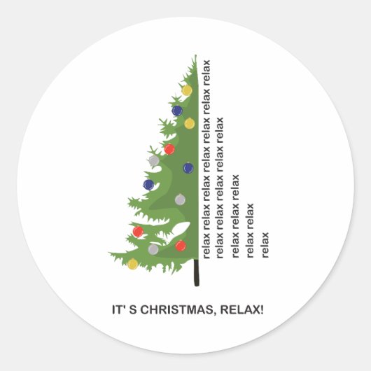 Kerstboom met tekst Relax Ronde Sticker (Voorkant)