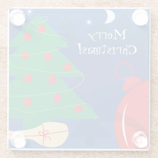 kerstboom met tennisballen en racket glazen onderzetter (Achterkant)