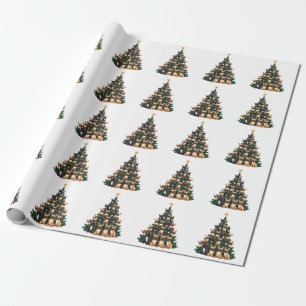 Kerstboom Met Terriër Honden Kerstcadeau Cadeaupapier