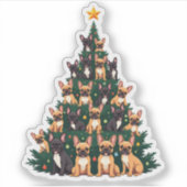 Kerstboom Met Terriër Honden Kerstcadeau Sticker (Voorkant)