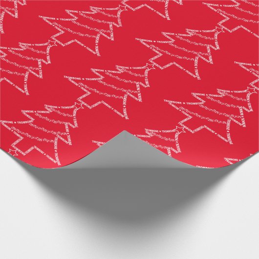 Kerstboom met trombone cadeaupapier (Hoek)