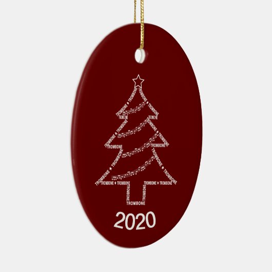 Kerstboom met trombone keramisch ornament (Rechts)