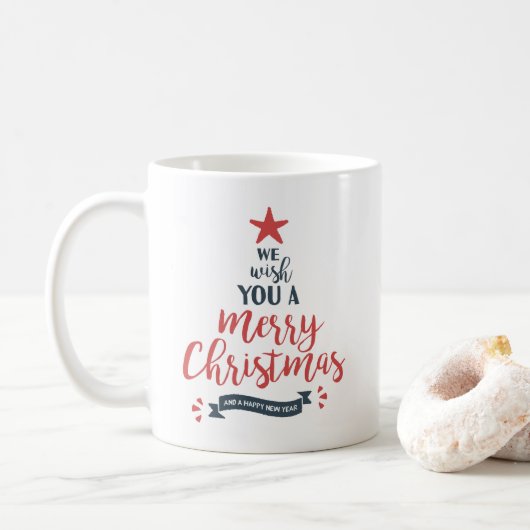 Kerstboom met typografie | Kerstthema mok (Met donut)
