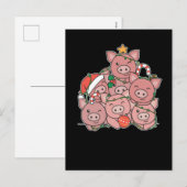 Kerstboom met varkens Funny dieren kerstfeest Feestdagenkaart (Voorkant / Achterkant)