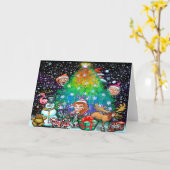 Kerstboom met versiering kaart (Gele Bloem)