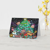 Kerstboom met versiering kaart (Gele Bloem)